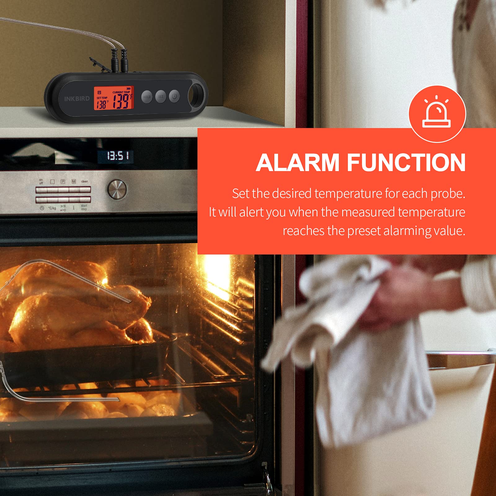 Inkbird Instant Read Meat Thermometer, Rechargeable Instant Read Food Thermometer, Cooking Thermometer With Calibration, Magnet,